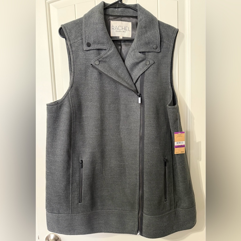 Rachel Roy Charcoal Gray Sleeveless Moto Vest